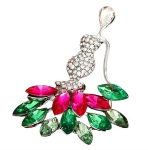 Silvertone Multicolor Crystal Brooch